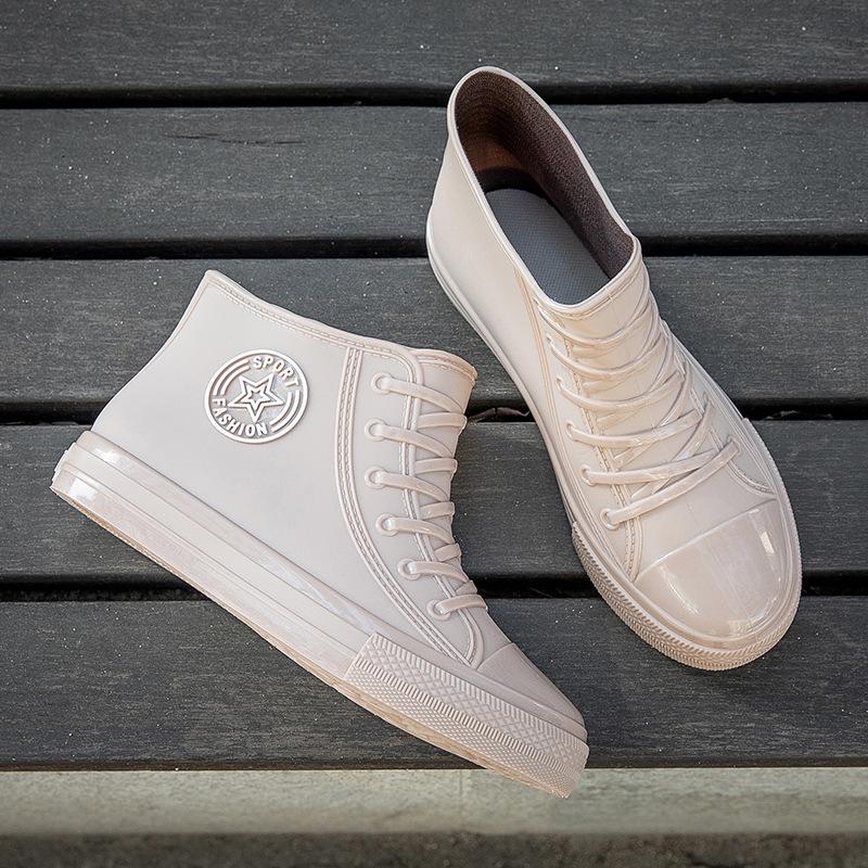 Short Tube Rain Shoes, Casual Women's Water Boots, Anti Slip and Cute Trendy Shoes