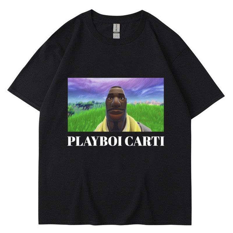 Футболка с принтом смешного мема рэпера Playboi Carti Мужская Женская Оверсайз Футболки Хип-Хоп Рэп Стиль Хлопок Повседневные Футболки