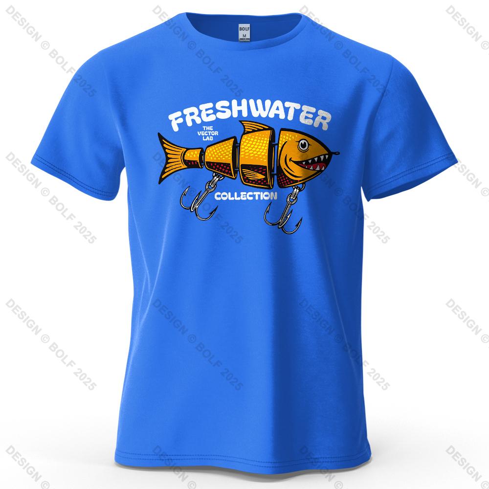 Printed Fishing Bait Pattern Cotton Loose Fit Fishing Hobby Graphic Tshirt Womens Top Tshirt Streetwear Mens Tshirt