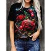 Women's Summer Casual Crewneck 3D Print Dandelion Pattern Breathable O Neck Short Sleeve Oversized T-shirt Summer