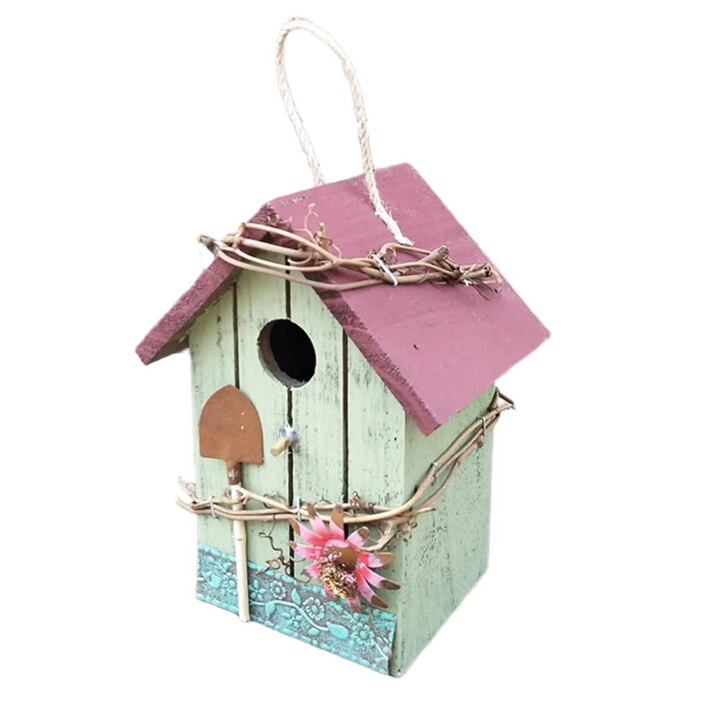 Hanging Wood Bird House for Bird Breeding Handmade Outdoor Bird Nest House for Small Feathered Bird Shelter Nest House