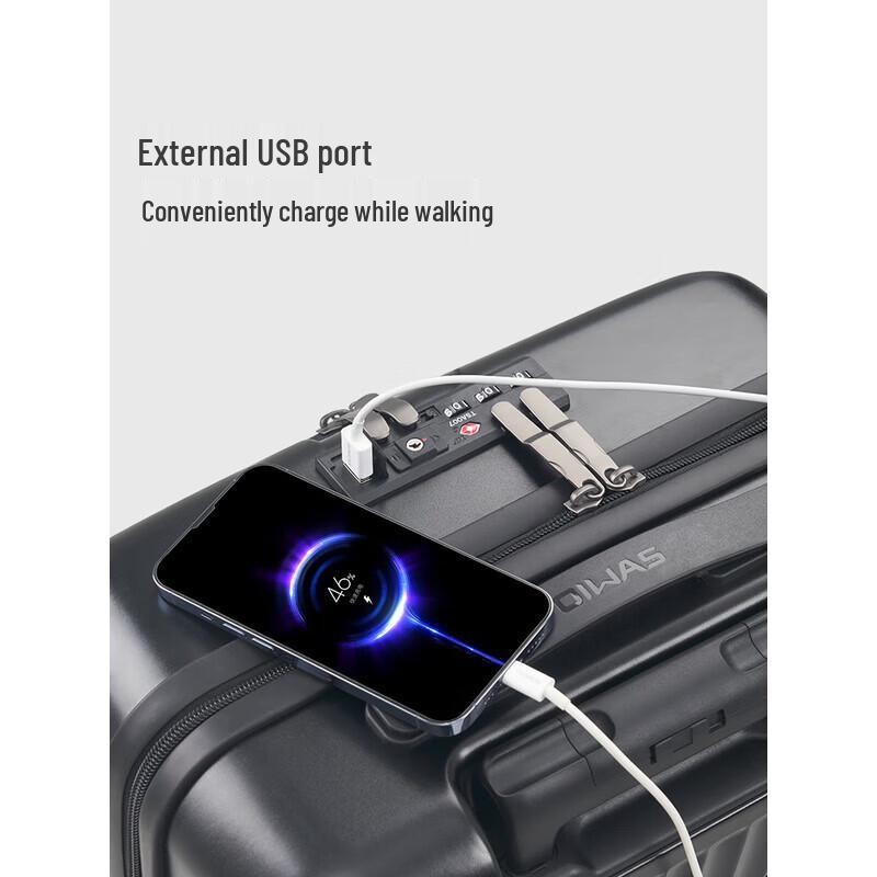 OIWAS Front-Open Carry-On Luggage with USB Charging