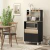 Microwave furniture, kitchen buffet with cupboard, drawer, top shelf, 60 x 40 x 131 cm, oak and black