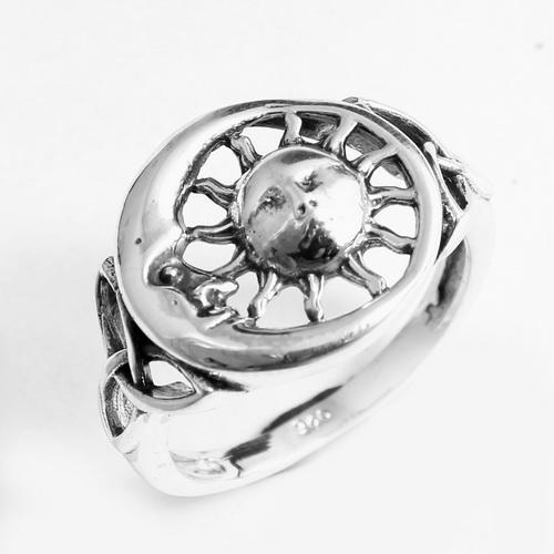 Серебряное кольцо, массивные украшения, кольцо ручной работы, подарки для нее, кольцо солнца и луны