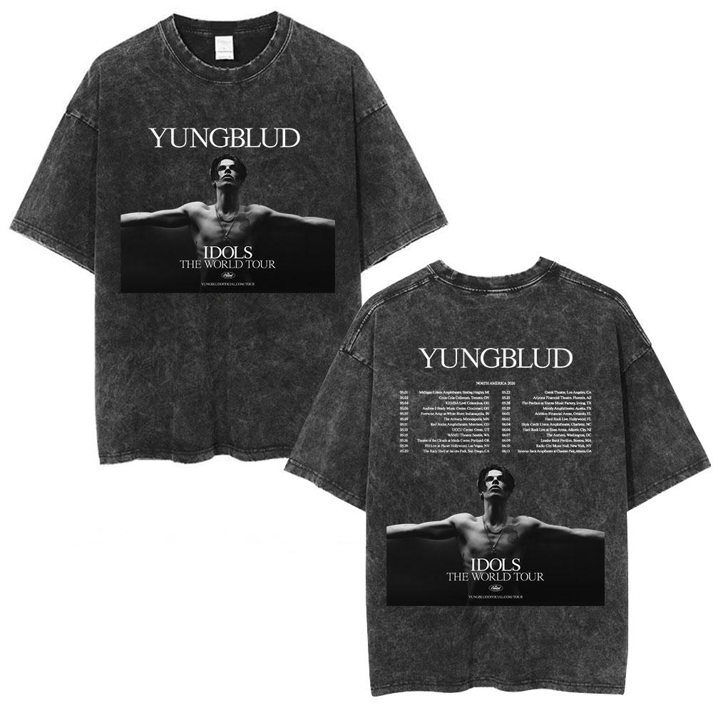 Yungblud IDOLS Album Tour  T Shirts Men Women Clothing Washed Vintage Short Sleeve Tshirts Oversized Casual Cotton Tshirt