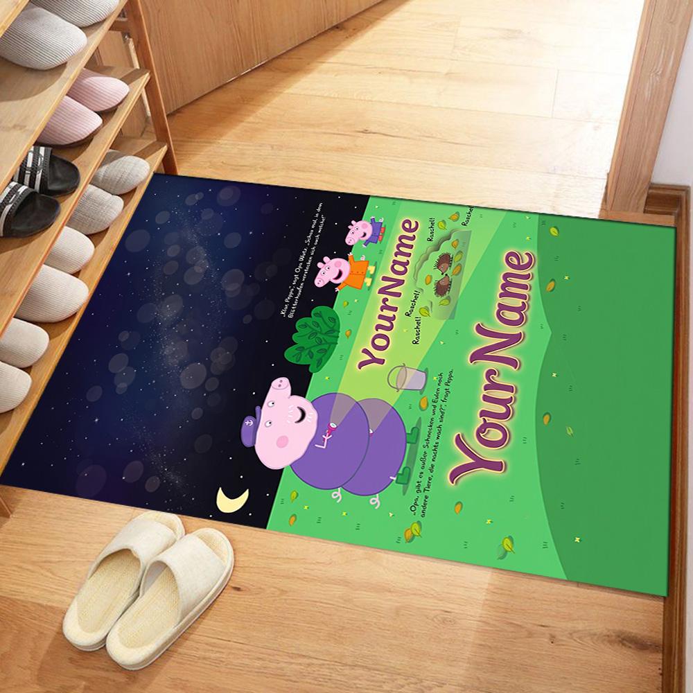 Peppa Pig Personalized Text Floor Rug Office Rug Design for Balcony Hallway Bedrooms Game Room Antislip Carpet Anime Office Decor