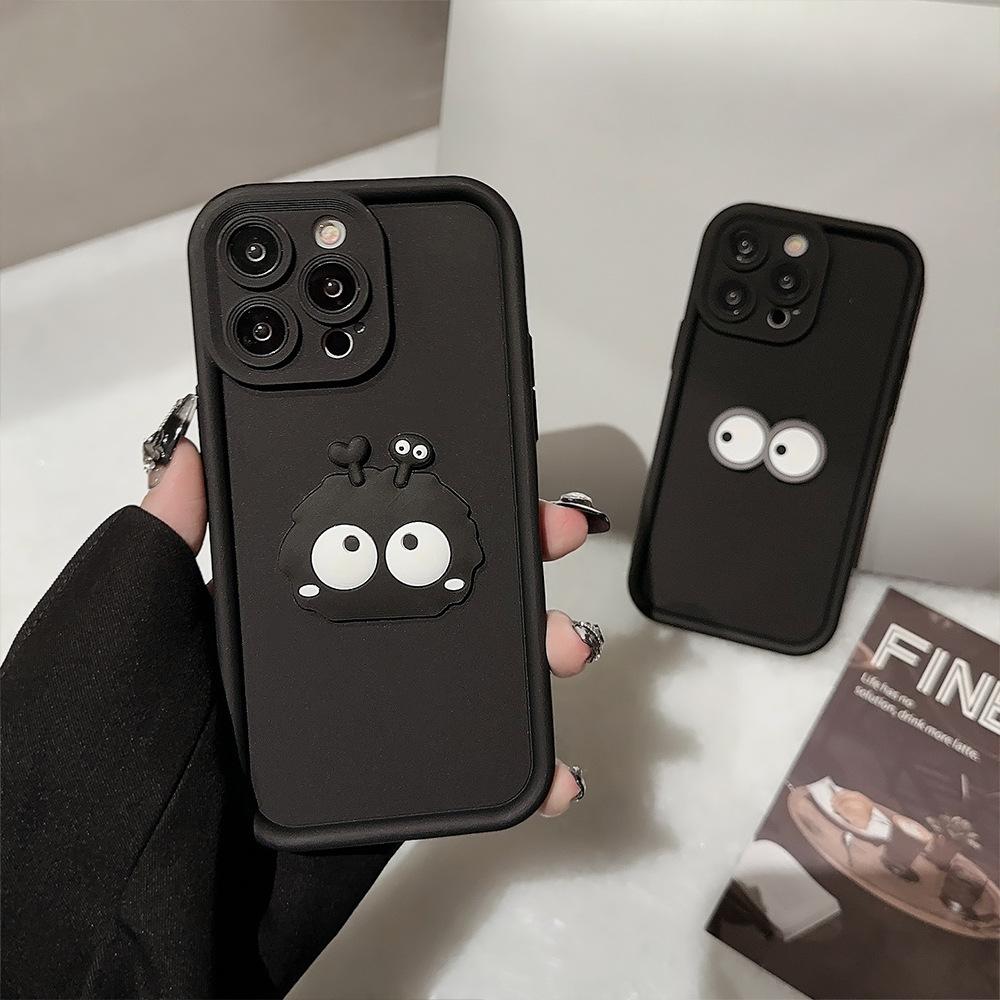 Для Apple 17 Чехол для телефона для IPhone 14 Promax 3D Черный Угольный шар 13 Мультяшный Персонализированный 11 Всесторонний набор 16