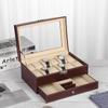 12-слотовые запирающиеся коробки для хранения часов из искусственной кожи, мужские и женские ювелирные изделия, ящик для показа, двухъярусный органайзер, витрина для часов