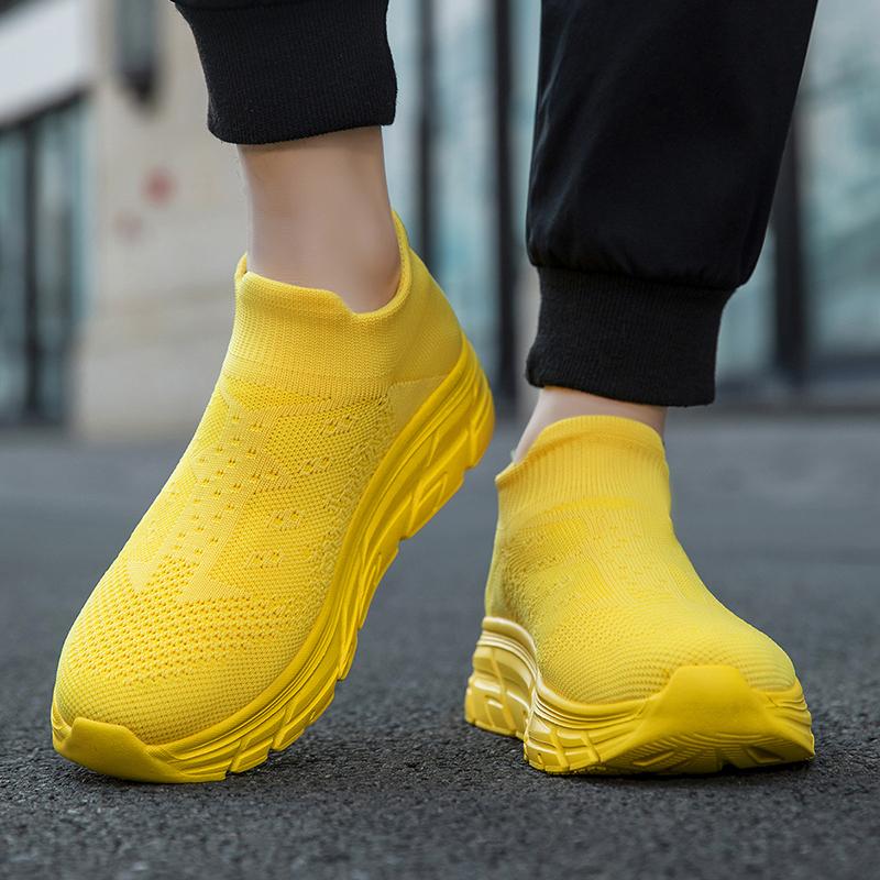 Women's Blue Green Yellow Pink Sport Shoes Men Casual Lightweight Slip on Walking Socks Shoes Couple Jogging Sneakers