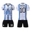 Kids Argentina Messi Football Jersey Set - Youth Soccer Uniform Kit, Breathable Quick-Dry Fabric, Children Training Match Outfit