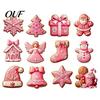 Decorative Wood Shapes for Christmas 12/24/36Pcs Pink Gingerbread Wooden Ornaments, Xmas Tree Hanging Decorations, Lightweight Decorations Festive