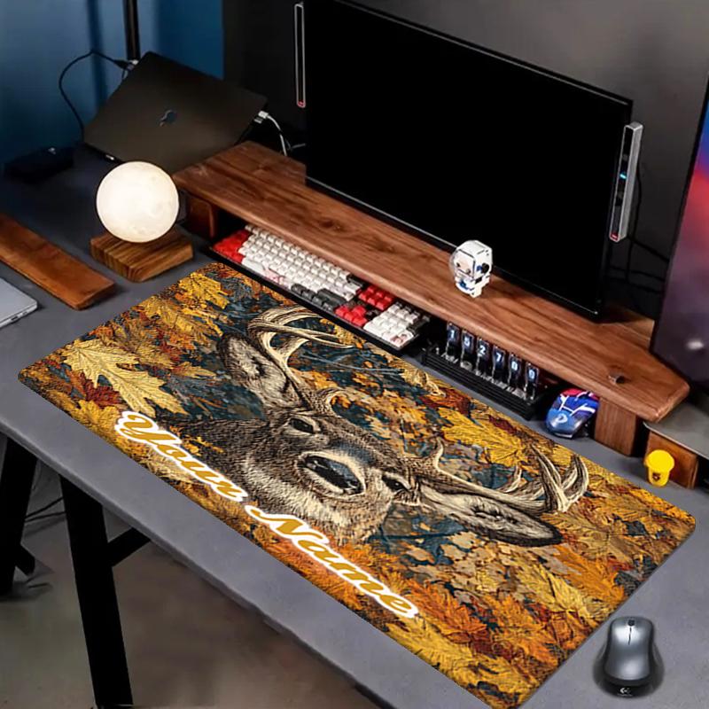 1PC Custom Name Autumn Buck Portrait Mouse pad, keyboard and mouse desk pad, for computer notebook Birthday Gift For Any Room Or Office