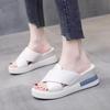 Fashion Round Head Wedge Slippers Women's Thick Sole Summer Fish Mouth High Heels Soft Leather Sandals