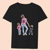 Women's Clothing Black T-shirt Casual Top Mom Family Print Series Round Neck Ladies Slim Commuter Short Sleeve Soft Ladies Top