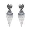 Luxurious Valentine's Shiny Diamond Heart Tassel Earrings for Women - Fashion Peach Heart Studs.