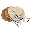 Bow streamer bucket hat female straw hat versatile eaves summer outing versatile sun protection sun hat wavy edge