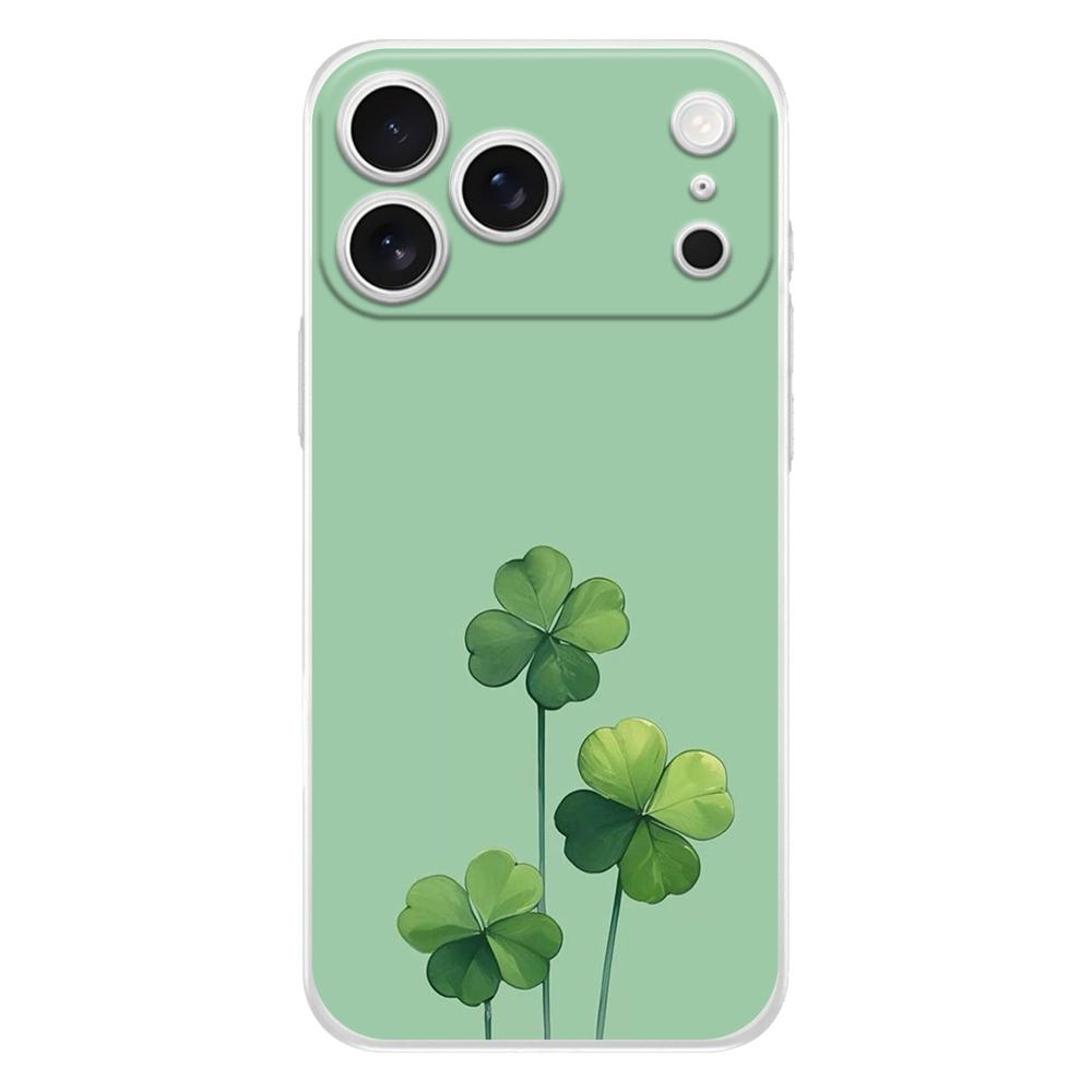 Мягкий прозрачный чехол из ТПУ для телефона iPhone 17 Air 16E 16 11 15 14 Pro MAX 12 13 7 8 Plus SE Пасхальный чехол Защита Милая Счастливая Трава