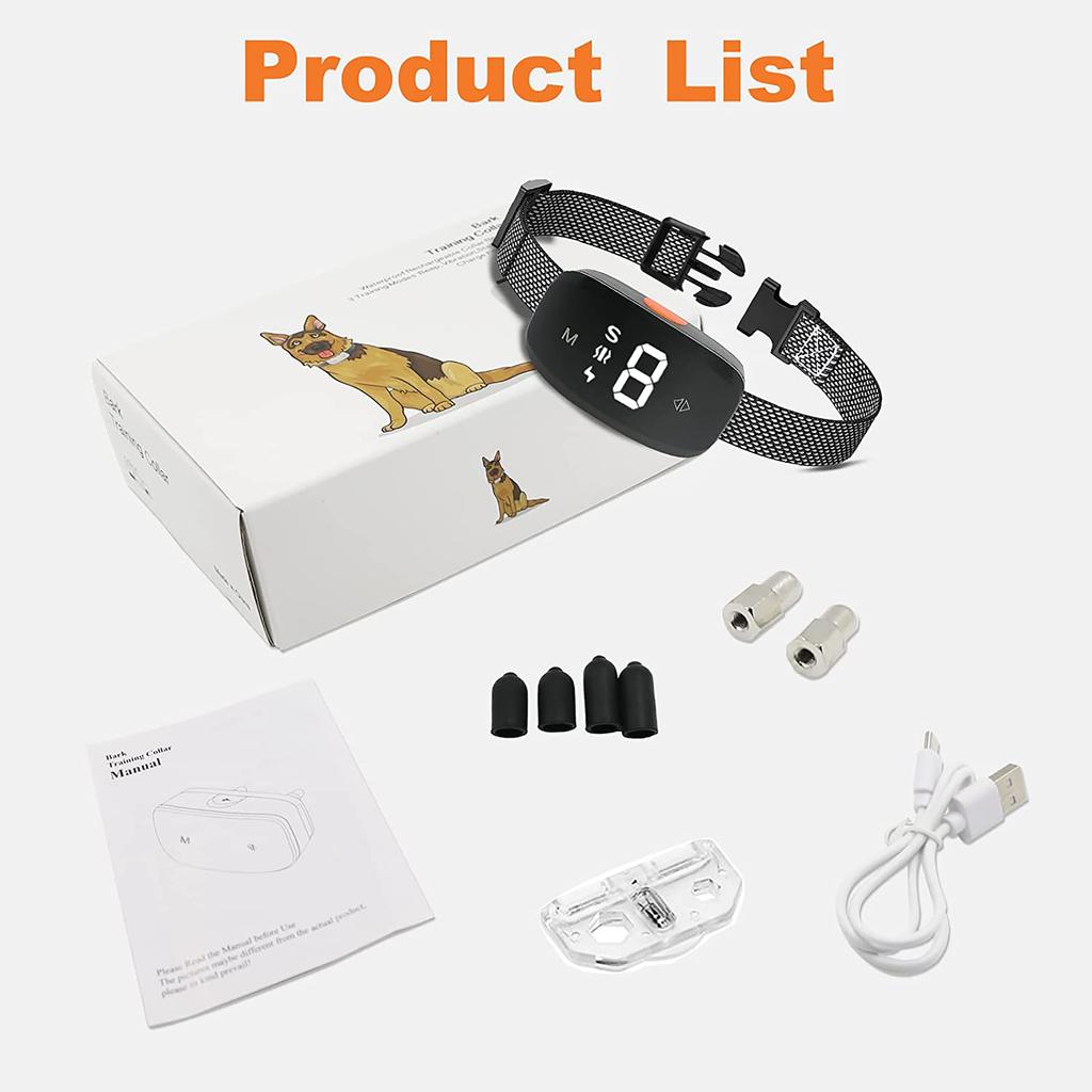 Dog Bark Collar for Large Medium Small Dogs,Smart Bark Collar,Rechargeable Anti Barking Training Collar with 8 Adjustable Sensit