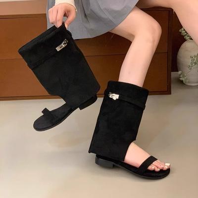 Брюки Spice Girls Ботинки Женские 2025 Новые Летние Босоножки с открытым носком в стиле вестерн ковбойские Шорты Римские сандалии