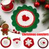 Christmas Crochet Xmas Atmosphere Cartoon Pattern Cute Heat-Resistant Gift Christmas Decorations Placemat 7 Styles