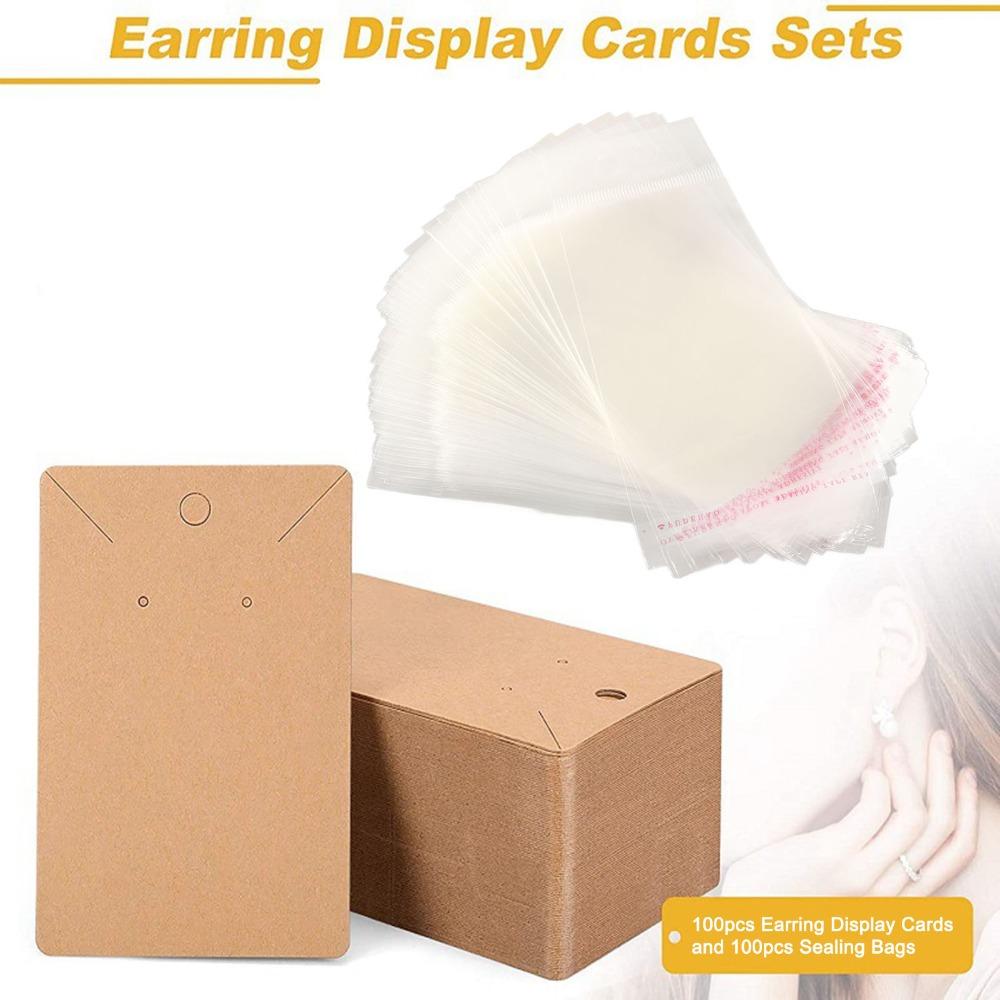 100pcs Kraft Paper Earring Display Cards Hanging Holes Keychain Display Cards  Jewelry Display