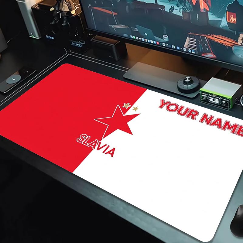 Custom Name Sk Slavia Praha Mouse Pad Large Gaming Table Cushion Nonslip Laptop Tablet Big Mousepad Xxl Mat Mini Pc Playmat With Lock Edge
