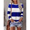 Women's 3D Stripe Printed T-shirt Fashion Long Sleeve Round Neck Regular Tops Holiday Weekend Spring and Autumn