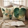 4 Pcs Double Sided Green Gold Leaf Cushion Covers, Luxury Botanical Geometric Throw Pillow Cases (No Inserts)
