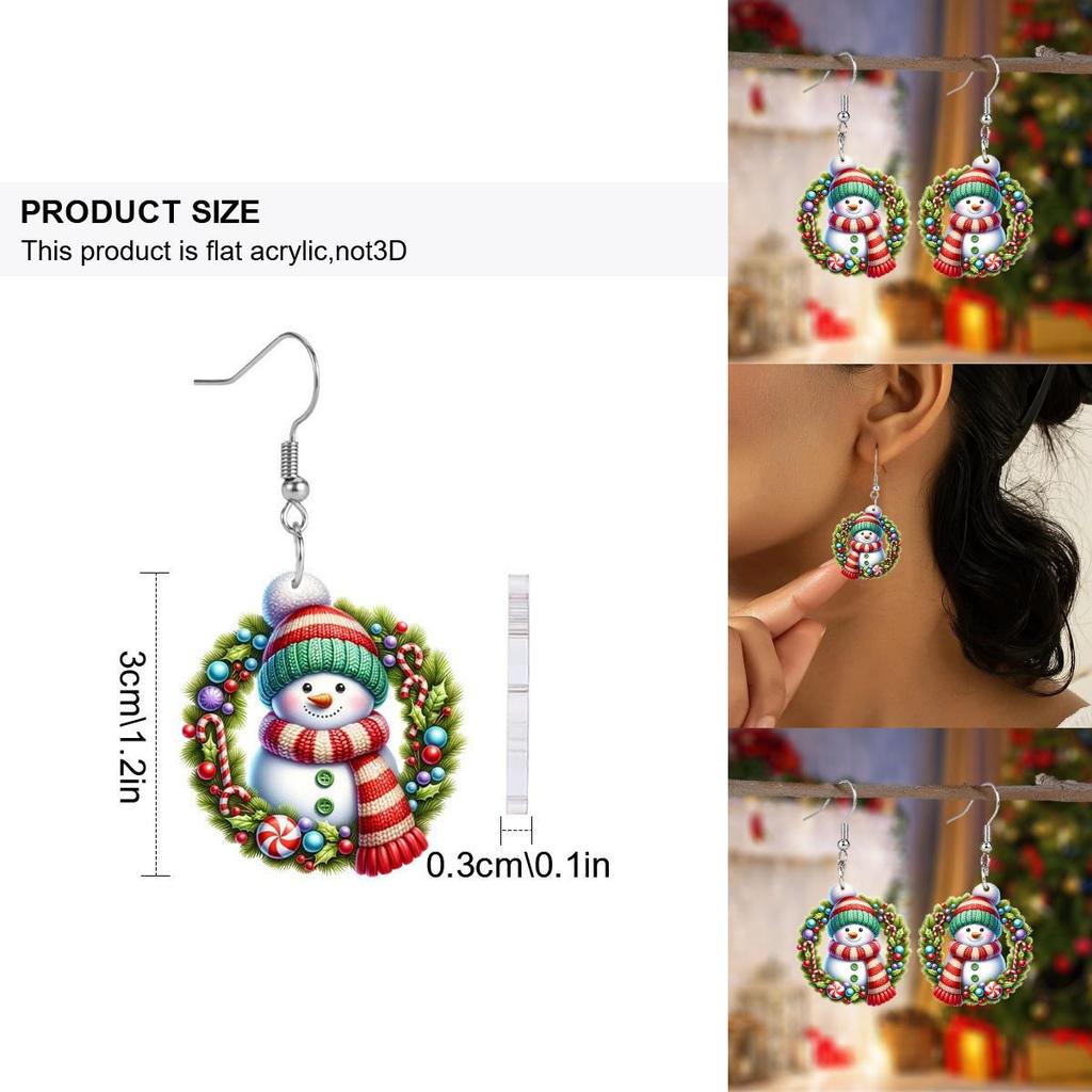 Christmas Acrylic Snowman Earrings With Silver Posts For Seasonal Gift Ideas