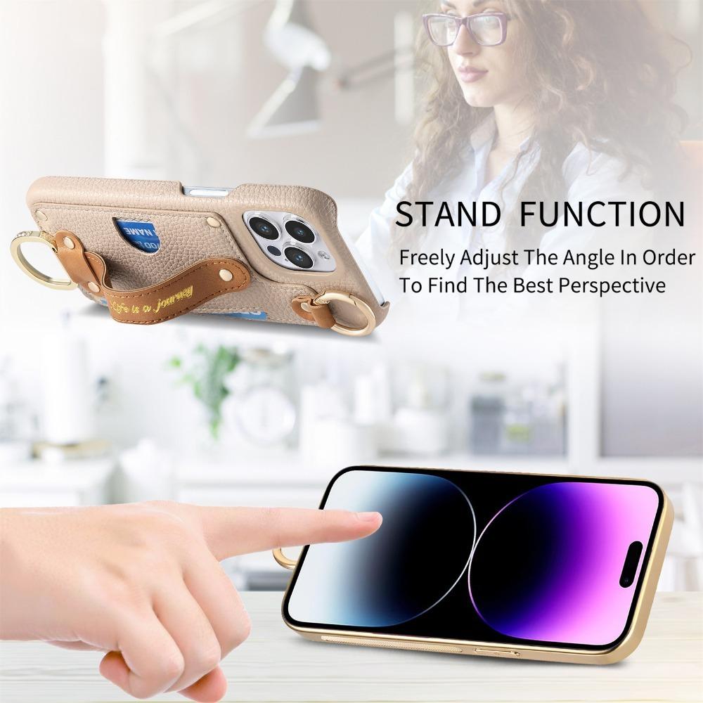 Wrist Strap Ring Stand Phone Case for IPhone 13 12 Mini 16 15 14 11 Pro Max XS XR 7 8 Plus Leather Wallet with Card Holder Cover