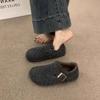 The New Autumn Retro Wears Round-toed Felt Plush Women's Warm Cotton Scoop Shoes