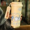 520ml Cute Cartoon Cat Insulated Cup High Appearance Stainless Steel Straw Cup Cold And Hot Insulation Double Drinking Cup