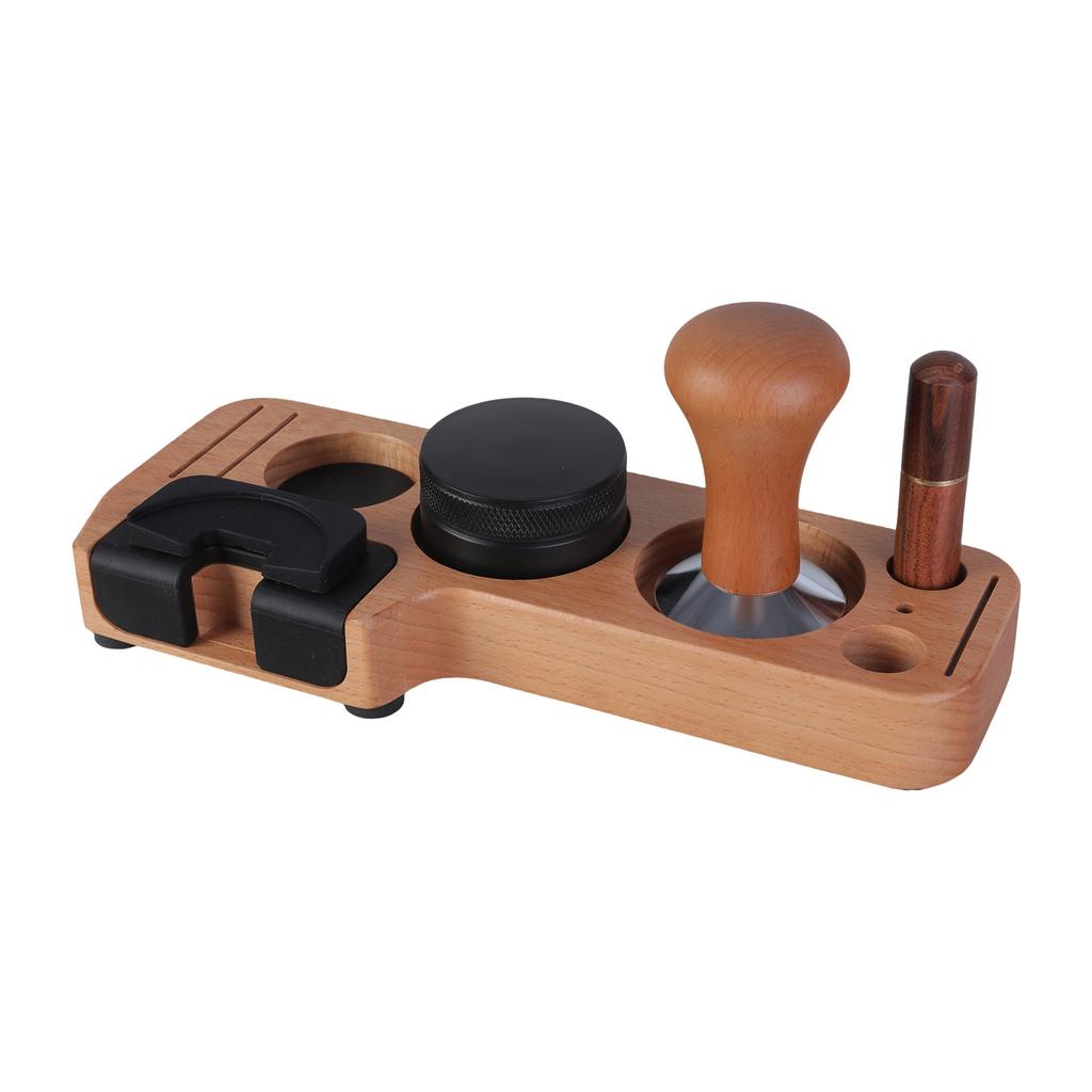 Complete Barista Espresso Tamping Stand Set with Coffee Tamper and Stirrer for Kitchen Counters and Cafes