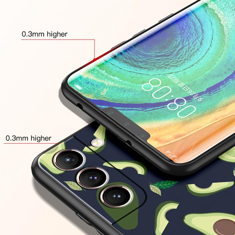 Милый чехол для телефона с авокадо для Samsung Galaxy S26 Ultra S25 Plus S24 FE S23 S22 5G S21 S20, черный, мягкий