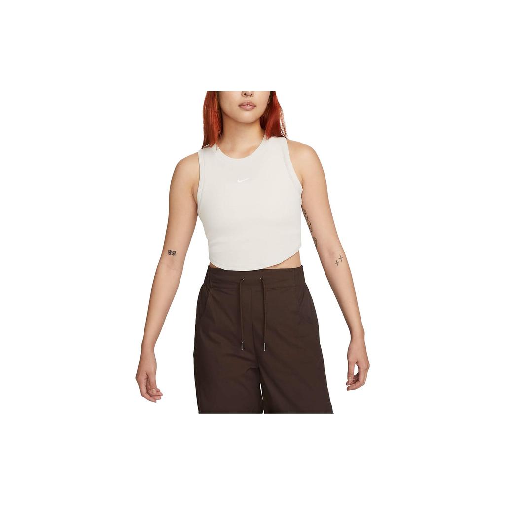 Nike Sportswear Essentials Solid Color Ribbed Crop Tank Top Women Tops Light-Red Wood-Brown FB8280-104