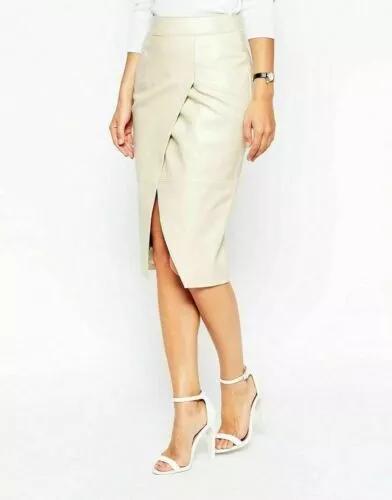 Stylish Women's Leather Skirt Real Soft Lambskin Handmade Party Formal Casual