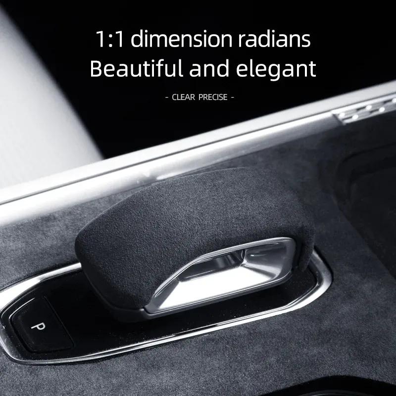 For Geely Zeekr 001 -2024 alcantara suede Trim Car Gear Shift Handle Knob Frame Cover Styling Accessories