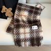 Green Plaid Imitation Cashmere Scarf for Women In Winter Korean Style Thickened Warm Scarf Student Shawl Outer Wear