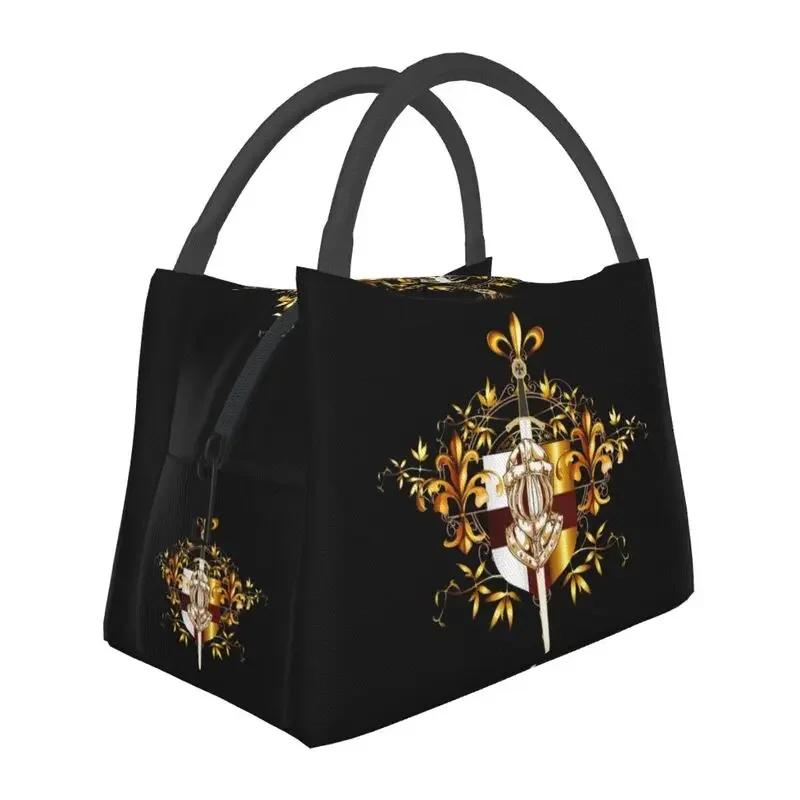 Портативный ланч-бокс с флагом тамплиеров, термохолодильник для еды, изолированный ланч-бокс для офиса, контейнер для пикника