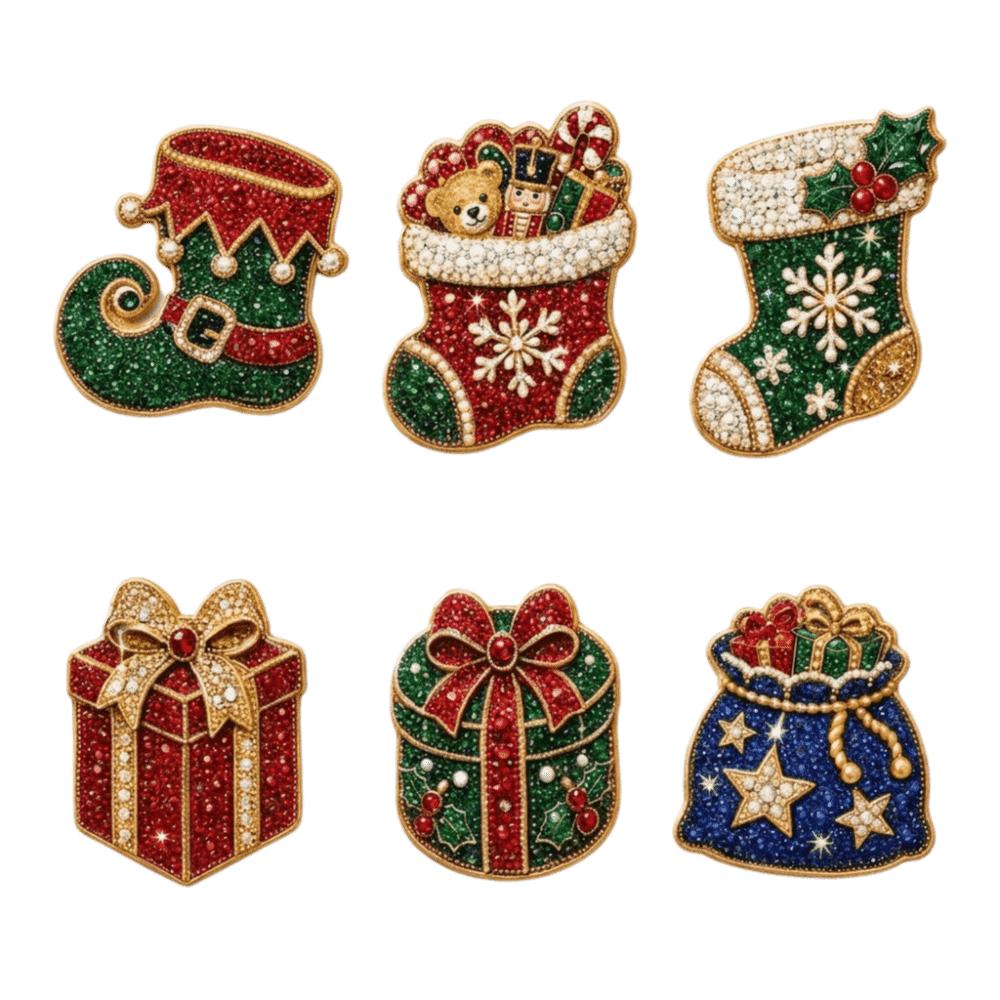 6Pcs Leave No Residue Christmas Painting Soft Rubber Refrigerator Magnets Holiday