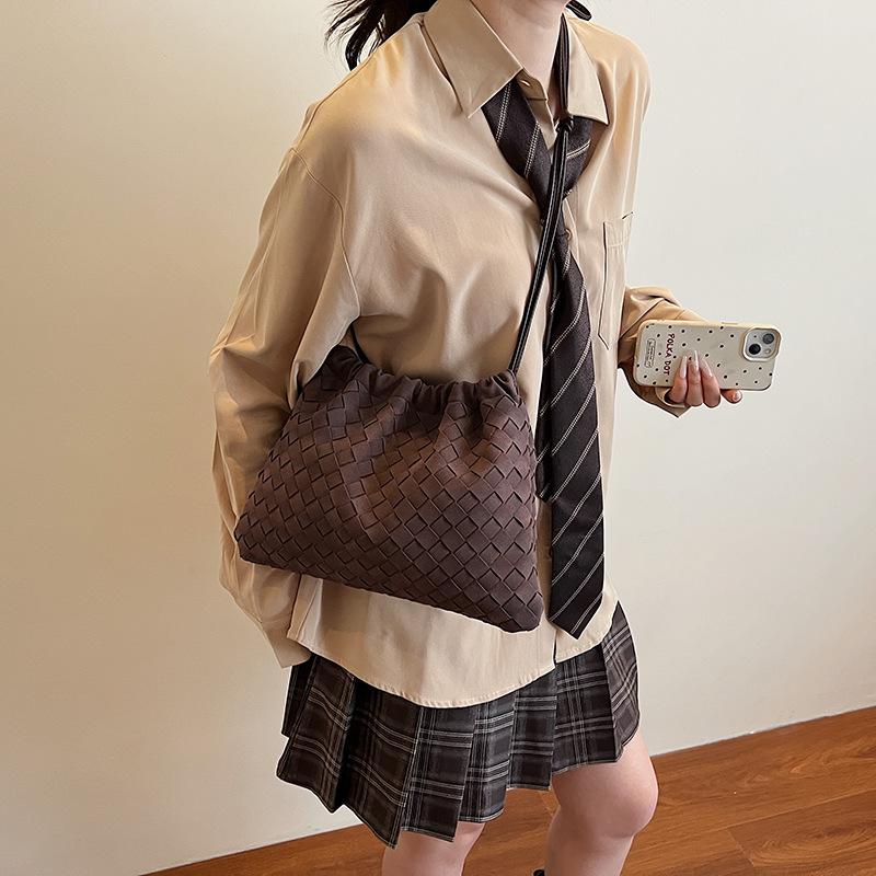 Нишевая плетеная сумка-мешок на шнурке женская летняя простая сумка простая сумка-мессенджер для поездок на работу