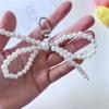 3D Pearl Bow Pendant Hanging Ornament Cellphone Lanyard Keyring Pearl Bowknot Keychain  Women Girls