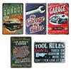 Tin Sign Simple Garage Set of 5 Metal Plates American Vintage Style Wall Decoration Retro Miscellaneous Goods Decoration Metal Miscellaneous Goods