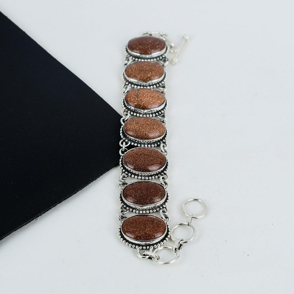 Red Sunstone Gemstone Handmade 925 Sterling Silver Bracelet, Red Sunstone Bracelet For Wife , Unisex Bracelet, Wadding Gift