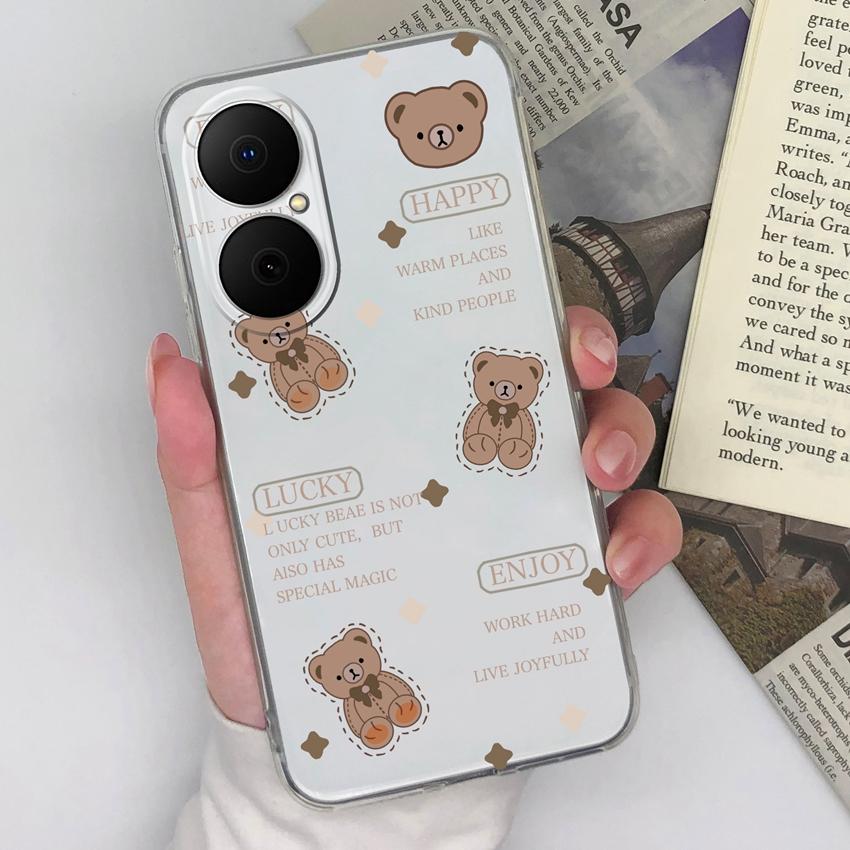 Для Huawei Enjoy 80 70x P40 P50 Y5 Y6 Y8p чехол для телефона красочные узоры в виде сердечек квадратный прозрачный силиконовый пылезащитный чехол для Huawei бампер чехлы