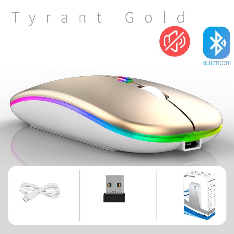 New Bluetooth Dual-mode Wireless Mouse Ultra-thin USB Fiber-optic Luminous Wireless Mouse 2.4G Receiving High-speed Computer Dedicated LM