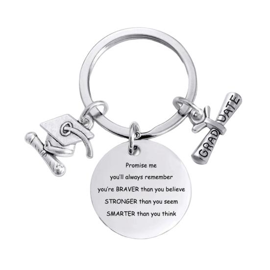Yousheng Подарки на выпускной для нее и него, брелок из нержавеющей стали для выпускного класса 2025 года, вдохновляющий брелок, подарок для выпускников колледжей и старших классов