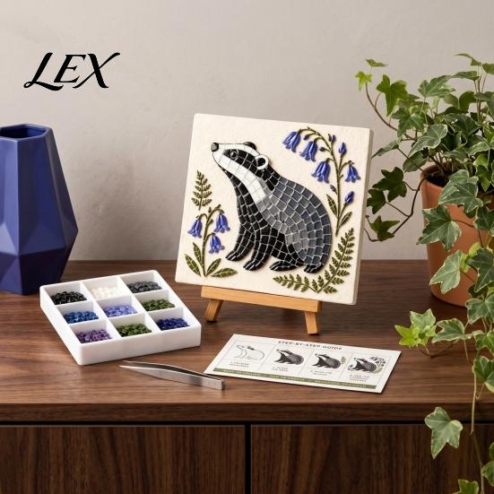 Mosaic Art Kit for Adults Garden Woodland Kit, DIY Animal Tile Craft Sea Glass Making Beginner Friendly Crafting Project Adults, Handmade Home