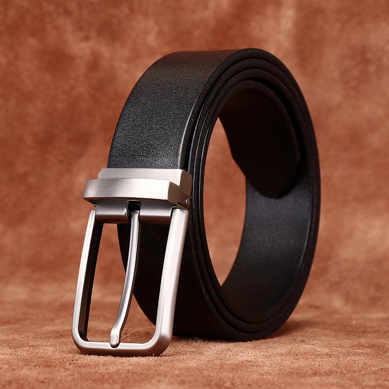 Простой легкий роскошный универсальный ремень из коровьей кожи первого слоя, мужской кожаный ремень с пряжкой, деловой тренд, для брюк, мужской