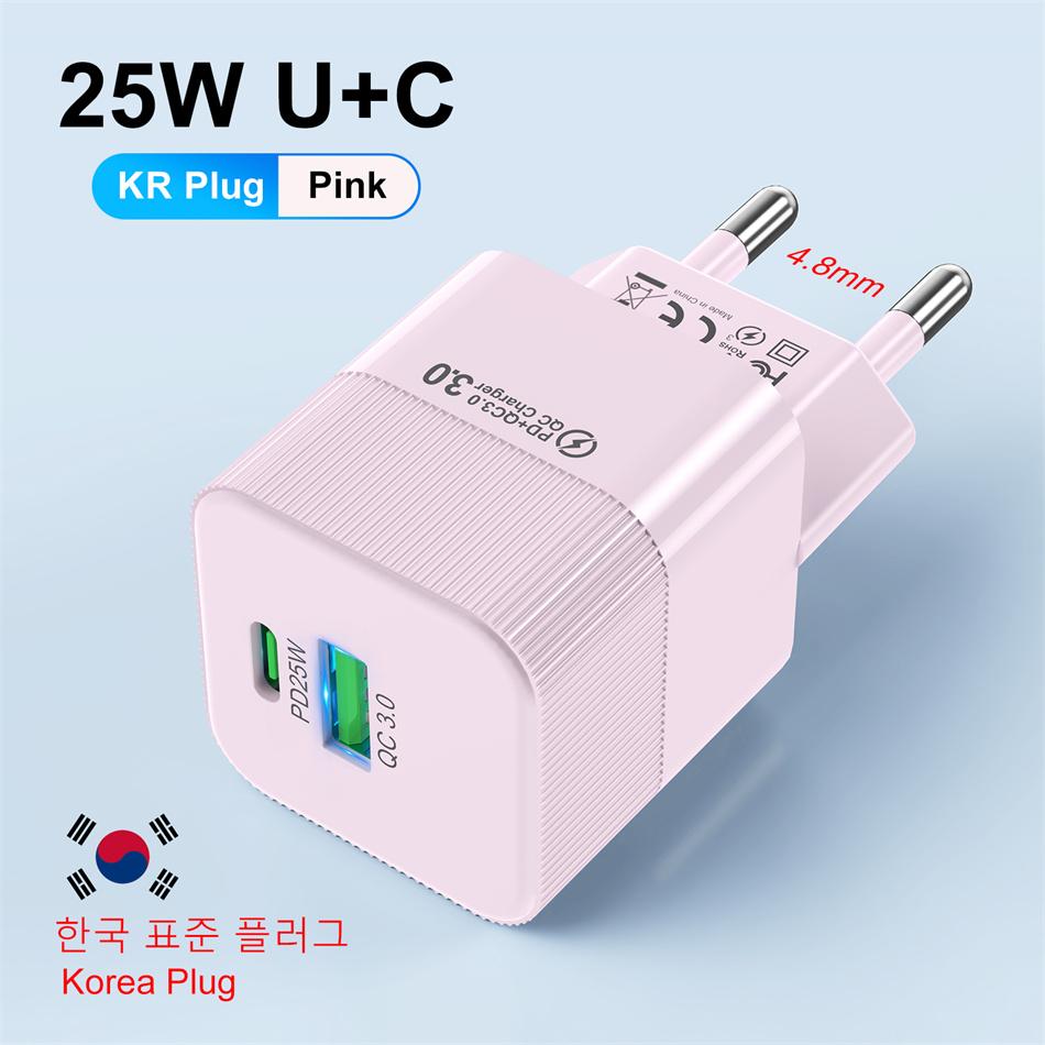 Вилка PD 25 Вт Зарядное устройство USB C Планшет Ноутбук Быстрая зарядка Поддержка Type C Адаптер быстрой зарядки Для iPhone Samsung